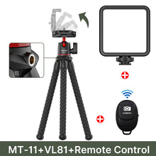 Load image into Gallery viewer, Octopus Flexible Tripod For Phone SLR DSLR Camera Tripod Extend 1/4'' Screw With Ballhead Cold Shoe Phone Clip
