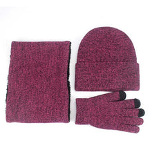 Load image into Gallery viewer, Unisex Beanies Hat Ring Scarf Gloves Set Winter Knitted Thick Warm Cap Women Men Solid Retro Beanie Hat Soft Touch Screen Gloves
