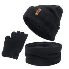 Load image into Gallery viewer, Unisex Beanies Hat Ring Scarf Gloves Set Winter Knitted Thick Warm Cap Women Men Solid Retro Beanie Hat Soft Touch Screen Gloves
