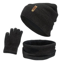 Load image into Gallery viewer, Unisex Beanies Hat Ring Scarf Gloves Set Winter Knitted Thick Warm Cap Women Men Solid Retro Beanie Hat Soft Touch Screen Gloves
