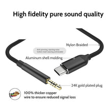Load image into Gallery viewer, Usb Type C To 3.5mm Aux Audio Cable Headset Speaker Headphone Jack Adapter Car Aux for Samsung S20 Plus Note 20 S21 Ultra Tab S7
