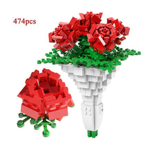 Load image into Gallery viewer, Valentine's Day Bouquet Building Blocks Home Furnishing Bonsai Plant Romantic Rose Flower Model DIY Assembled Brick Girl Gift
