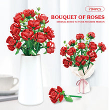 Load image into Gallery viewer, Valentine's Day Bouquet Building Blocks Home Furnishing Bonsai Plant Romantic Rose Flower Model DIY Assembled Brick Girl Gift
