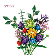 Load image into Gallery viewer, Valentine's Day Bouquet Building Blocks Home Furnishing Bonsai Plant Romantic Rose Flower Model DIY Assembled Brick Girl Gift
