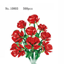 Load image into Gallery viewer, Valentine's Day Bouquet Building Blocks Home Furnishing Bonsai Plant Romantic Rose Flower Model DIY Assembled Brick Girl Gift
