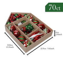 Load image into Gallery viewer, Valery Madelyn 70Pcs Christma Balls Christmas Tree Hanging Balls Pendant Ornament Red Green Christmas New Year Party Decoration
