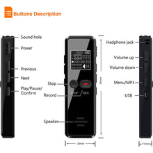 Load image into Gallery viewer, Vandlion V90 Digital Voice Activated Recorder Dictaphone Long Distance Audio Recording MP3 Player Noise Reduction WAV Record
