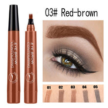 Load image into Gallery viewer, Four-Headed Eyebrow Pencil Waterproof Sweat-Proof Non-Fading Black Brown Liquid Eyebrow Pencil 4-Fork Eyebrow Pencil
