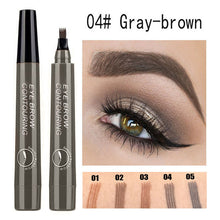 Load image into Gallery viewer, Four-Headed Eyebrow Pencil Waterproof Sweat-Proof Non-Fading Black Brown Liquid Eyebrow Pencil 4-Fork Eyebrow Pencil
