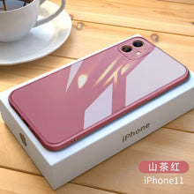 Load image into Gallery viewer, Square Tempered Glass Phone Case for iPhone 12 Mini 11 Pro Max SE 2 X XR XS Max 8 7 Plus 12 Pro Anti-knock Liquid Silicone Cover
