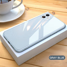 Load image into Gallery viewer, Square Tempered Glass Phone Case for iPhone 12 Mini 11 Pro Max SE 2 X XR XS Max 8 7 Plus 12 Pro Anti-knock Liquid Silicone Cover
