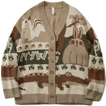 Load image into Gallery viewer, Vintage Cardigan Oversized Sweater Harajuku Cartoon Knitted Sweater Pullover Hip Hop Streetwear Loose Knitwear Tops
