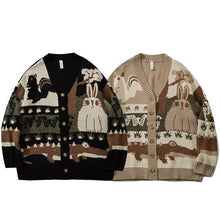 Load image into Gallery viewer, Vintage Cardigan Oversized Sweater Harajuku Cartoon Knitted Sweater Pullover Hip Hop Streetwear Loose Knitwear Tops
