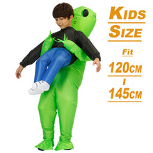 Load image into Gallery viewer, Anime Inflatable Costume Green Alien Adult Kids Funny Blow Up Suit Party Fancy Dress Party Cosplay Halloween Costume
