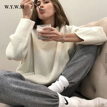 Load image into Gallery viewer, Cashmere Elegant Women Sweater Oversized Knitted Basic Pullovers O Neck Loose Soft Female Knitwear Jumper
