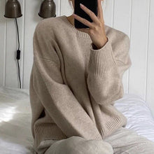 Load image into Gallery viewer, Cashmere Elegant Women Sweater Oversized Knitted Basic Pullovers O Neck Loose Soft Female Knitwear Jumper
