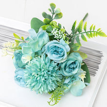 Load image into Gallery viewer, 5 pcs White Rose Artificial Silk Flowers Dandelion Wedding Fake Flower Bride Hand Bouquet Home Party Christmas Decoration Arrangement
