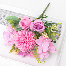 Load image into Gallery viewer, 5 pcs White Rose Artificial Silk Flowers Dandelion Wedding Fake Flower Bride Hand Bouquet Home Party Christmas Decoration Arrangement
