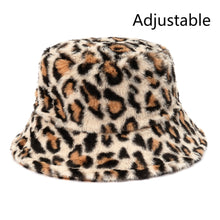 Load image into Gallery viewer, Winter Cow Leopard Faux Fur Fluffy Bucket Hats Women Outdoor Warm Sun Hat Soft Velvet Furly Fisherman Cap Lady Fashion Panama

