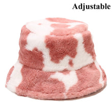 Load image into Gallery viewer, Winter Cow Leopard Faux Fur Fluffy Bucket Hats Women Outdoor Warm Sun Hat Soft Velvet Furly Fisherman Cap Lady Fashion Panama
