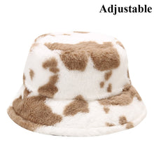 Load image into Gallery viewer, Winter Cow Leopard Faux Fur Fluffy Bucket Hats Women Outdoor Warm Sun Hat Soft Velvet Furly Fisherman Cap Lady Fashion Panama
