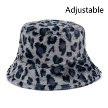 Load image into Gallery viewer, Winter Cow Leopard Faux Fur Fluffy Bucket Hats Women Outdoor Warm Sun Hat Soft Velvet Furly Fisherman Cap Lady Fashion Panama
