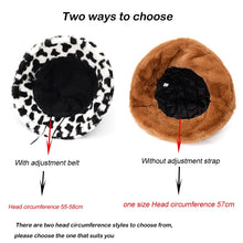 Load image into Gallery viewer, Winter Cow Leopard Faux Fur Fluffy Bucket Hats Women Outdoor Warm Sun Hat Soft Velvet Furly Fisherman Cap Lady Fashion Panama

