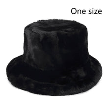 Load image into Gallery viewer, Winter Cow Leopard Faux Fur Fluffy Bucket Hats Women Outdoor Warm Sun Hat Soft Velvet Furly Fisherman Cap Lady Fashion Panama
