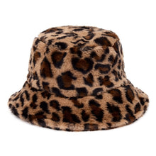 Load image into Gallery viewer, Winter Cow Leopard Faux Fur Fluffy Bucket Hats Women Outdoor Warm Sun Hat Soft Velvet Furly Fisherman Cap Lady Fashion Panama
