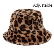 Load image into Gallery viewer, Winter Cow Leopard Faux Fur Fluffy Bucket Hats Women Outdoor Warm Sun Hat Soft Velvet Furly Fisherman Cap Lady Fashion Panama
