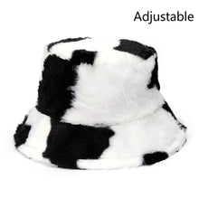 Load image into Gallery viewer, Winter Cow Leopard Faux Fur Fluffy Bucket Hats Women Outdoor Warm Sun Hat Soft Velvet Furly Fisherman Cap Lady Fashion Panama
