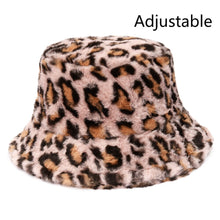 Load image into Gallery viewer, Winter Cow Leopard Faux Fur Fluffy Bucket Hats Women Outdoor Warm Sun Hat Soft Velvet Furly Fisherman Cap Lady Fashion Panama
