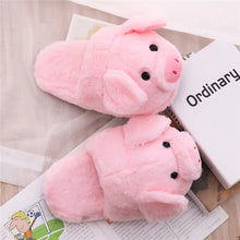 Load image into Gallery viewer, Winter Women Warm Indoor Slippers Ladies Fashion Cute Pink Pig Shoes Women's Soft Short Furry Plush Home Floor Slipper
