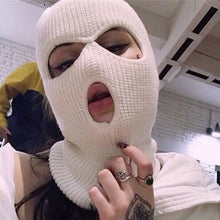 Load image into Gallery viewer, Winter Women Knitted Hat Full Face Cover Ski Mask Hat 3 Holes Balaclava Hood Motorcycle Army Tactical Caps Men Beanies Bonnet
