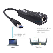 Load image into Gallery viewer, Wired USB 3.0 To Gigabit Ethernet RJ45 LAN (10/100/1000) Mbps Network Adapter Ethernet Network Card For PC Laptop Win

