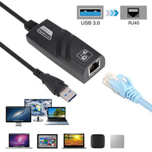 Load image into Gallery viewer, Wired USB 3.0 To Gigabit Ethernet RJ45 LAN (10/100/1000) Mbps Network Adapter Ethernet Network Card For PC Laptop Win
