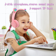 Load image into Gallery viewer, Wireless Headphones Cat Ear with Mic Blue-tooth Glow Light Stereo Bass Helmets Children Gamer Girl Gifts PC Phone Gaming Headset
