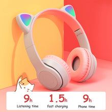 Load image into Gallery viewer, Wireless Headphones Cat Ear with Mic Blue-tooth Glow Light Stereo Bass Helmets Children Gamer Girl Gifts PC Phone Gaming Headset
