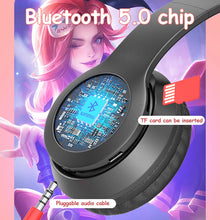 Load image into Gallery viewer, Wireless Headphones Cat Ear with Mic Blue-tooth Glow Light Stereo Bass Helmets Children Gamer Girl Gifts PC Phone Gaming Headset
