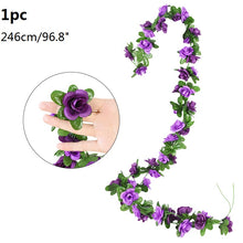 Load image into Gallery viewer, Wisteria Artificial Flower Vine Ivy Leaf Garland Silk Rose Flowers Rattan String Vine Wedding Arch Flower Home Garden Decoration
