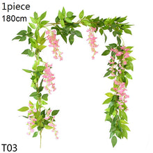 Load image into Gallery viewer, Wisteria Artificial Flower Vine Ivy Leaf Garland Silk Rose Flowers Rattan String Vine Wedding Arch Flower Home Garden Decoration
