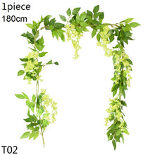 Load image into Gallery viewer, Wisteria Artificial Flower Vine Ivy Leaf Garland Silk Rose Flowers Rattan String Vine Wedding Arch Flower Home Garden Decoration
