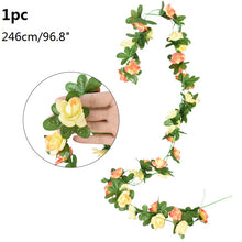 Load image into Gallery viewer, Wisteria Artificial Flower Vine Ivy Leaf Garland Silk Rose Flowers Rattan String Vine Wedding Arch Flower Home Garden Decoration
