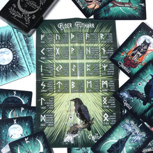 Load image into Gallery viewer, Witch'S Familiar Runic Oracle 24 Card Indie Tarot Deck Runes Rune Cards Animal Oracle Animal Tarot Cards Viking Runes
