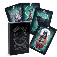 Load image into Gallery viewer, Witch'S Familiar Runic Oracle 24 Card Indie Tarot Deck Runes Rune Cards Animal Oracle Animal Viking Runes Tarot Deck Light Seer
