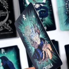 Load image into Gallery viewer, Witch'S Familiar Runic Oracle 24 Card Indie Tarot Deck Runes Rune Cards Animal Oracle Animal Tarot Cards Viking Runes
