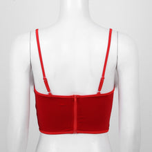 Load image into Gallery viewer, Women Christmas Costume Faux Fur Trim Red Flannel Underwired Bra Corset Sexy Bustier Cami Crop Tops Xmas Party Rave Dress Up

