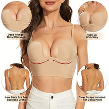 Load image into Gallery viewer, Women Deep U Multi-Way Push Up Convertible Low Cut Plunge Bra Shapewear Underwire Seamless Padded Body Shaper Backless Underwear
