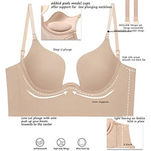 Load image into Gallery viewer, Women Deep U Multi-Way Push Up Convertible Low Cut Plunge Bra Shapewear Underwire Seamless Padded Body Shaper Backless Underwear
