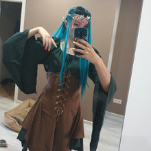 Load image into Gallery viewer, Women Elf Cosplay Medieval Costumes Renaissance Victorian Gothic Queen Dresses with Corset Halloween Elves Performance Clothes
